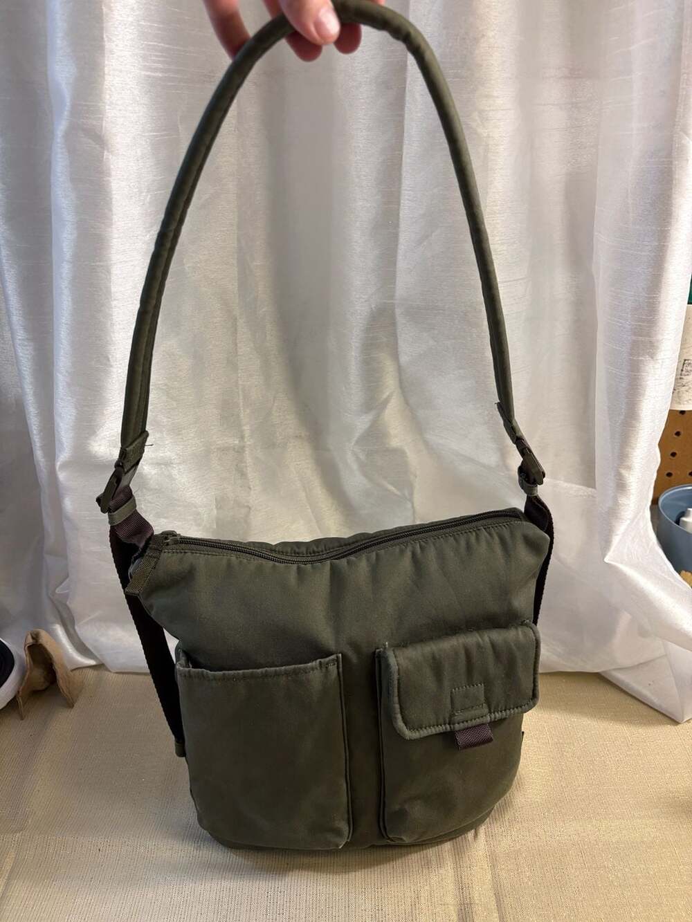 Vera Bradley Utility Bucket Crossbody Bag in Olive Green